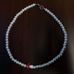 Faux Pearl & Mushroom Beaded Necklace